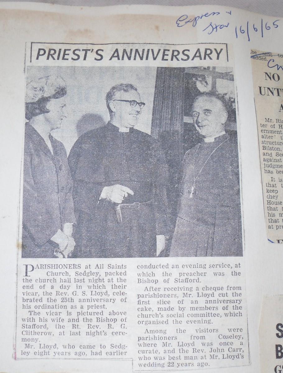 Revd Stanley Lloyd The 25th anniversary of Revd Lloyd's ordination as a priest was marked by a service at All