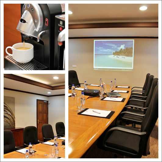 THE BOARD ROOM The Board Room is located above the Hotel Reception and is a private area suitable for up to 12 guests.