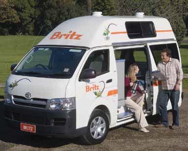 Campervan Hire Britz Australia Campervan Rentals HI-TOP Manual transmission Air-conditioned driver s cabin Large double and single bed Gas stove Microwave Refrigerator Fold out table VOYAGER