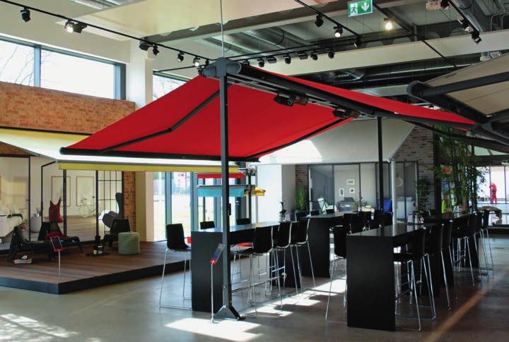 Duofix the textile back to back awning solution Frame colour WT 029/71289 I Pattern 3-598 Duofix is superb for shading free-standing areas.