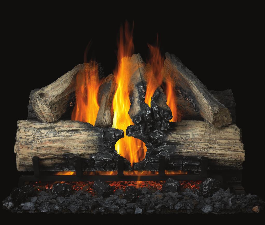 Featuring reversible PHAZER Logs, glowing embers and charcoal lumps, your fireplace will look like a real wood burning fireplace without the work and maintenance of using real wood.