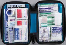 First Aid Guide, vinyl gloves,, trauma pad, burn relief,