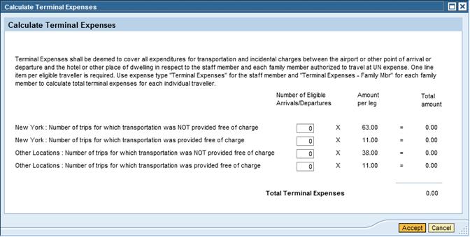 Calculate Terminal Expenses 69.