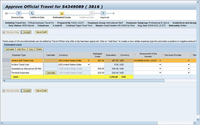 102. Select the Airfare Self Ticket Cost line to delete it.