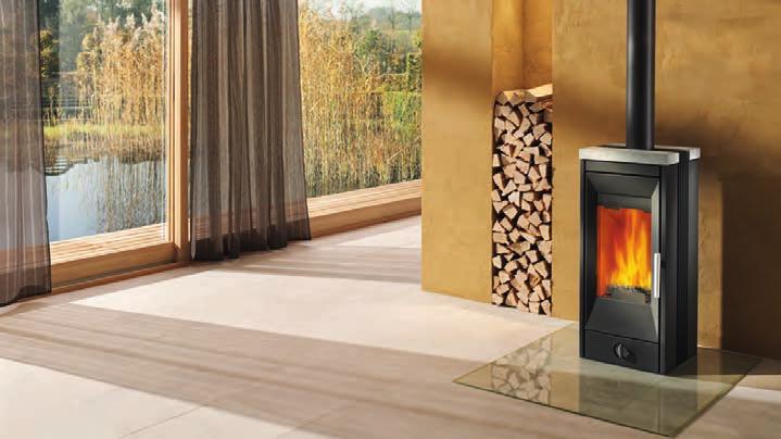 Rika Vitra & Vitra Passivhaus Wood burning stove Rika Vitra with soapstone top Design features zz Passivhaus suitable zz Tall flame profile zz Top or rear flue zz Optional external air E Model &