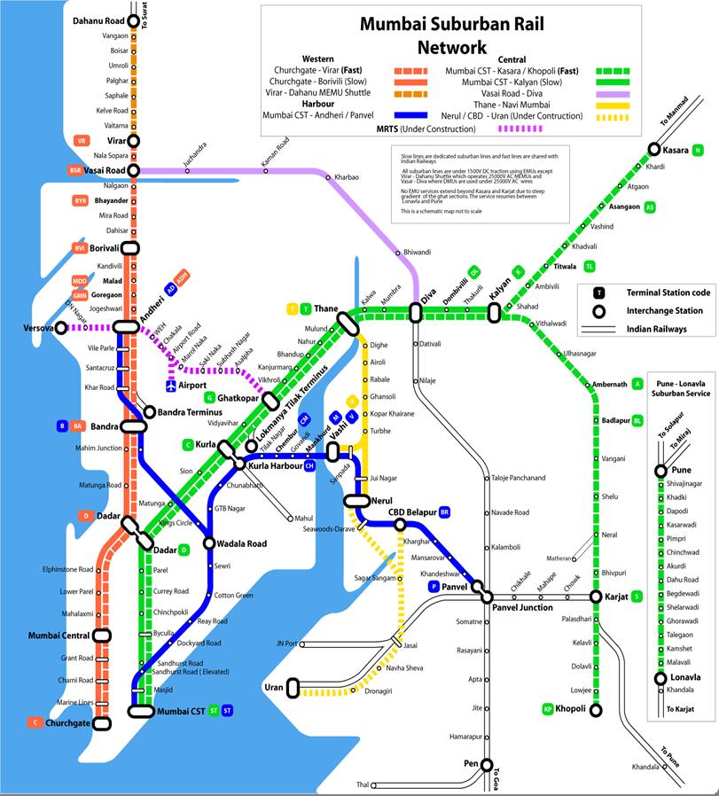 MAP to Suburban Rail Network For large sized map :