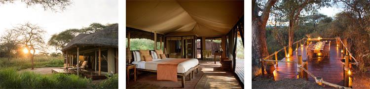 The ten oversized tents provide a classic bush experience with comfortable features such as en suite bathrooms with flush toilet and hot-cold water shower and a private verandah to enjoy quiet