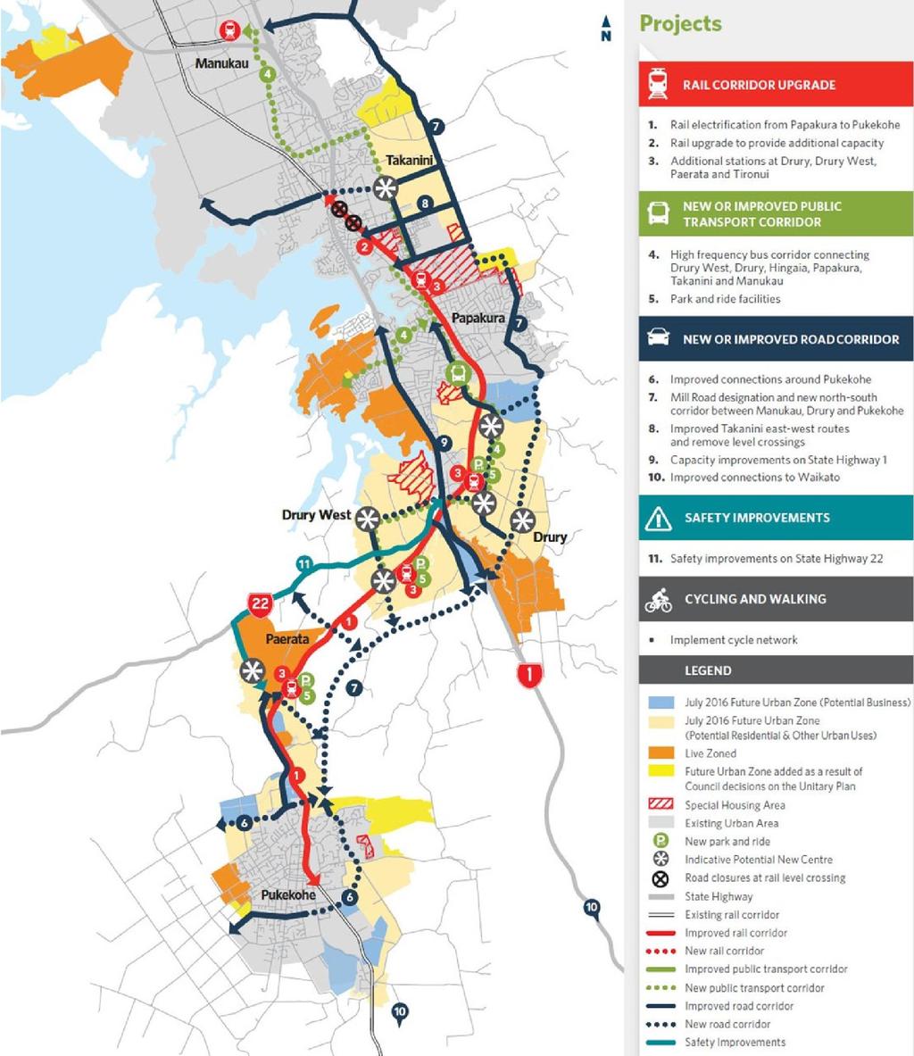 North Waikato Integrated Growth Management Programme Business Case Transport Assessment of Short Listed Options 28 Figure 6: Auckland s Transport for Future Urban Growth: Southern Area 9 The projects