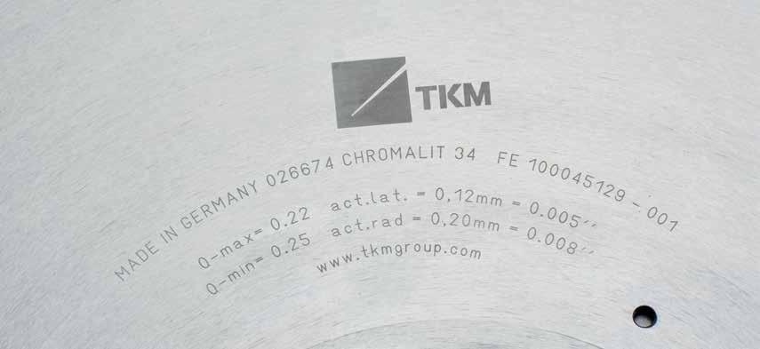Unique and fully automatic 100% blade quality inspection Each TKM log saw blade is inspected and measured with respect to all dimensional values by the most modern automated inspection equipment