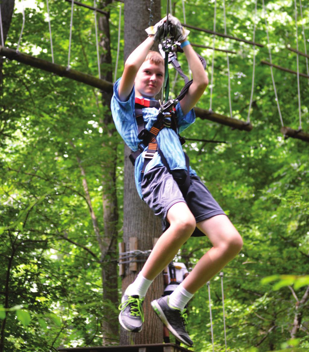 Each course has zip lines, but primarily consist of bridges between tree platforms made of rope, cable, and wood configurations creating over 150 unique challenges.