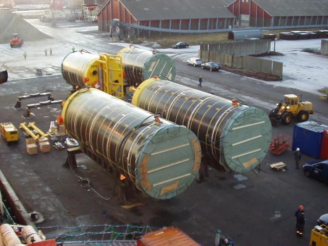 Suction Piles Ready for Loadout Aalborg, Denmark