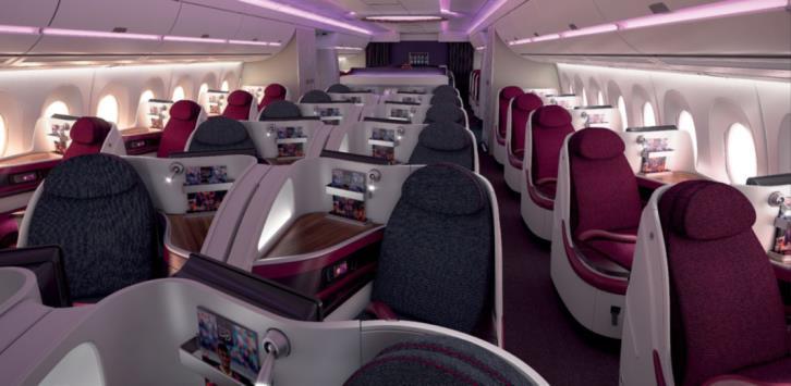 AIRBUS 350 Business Class 36 seats, 180 degree lie flat beds Direct