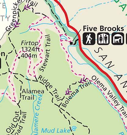 Five Brooks Area A long uphill trail through Douglas fir forest; some pine occurs near the ridge top. Great habitat!