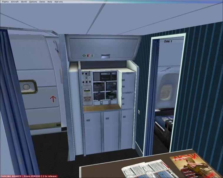 When I was finished viewing the B767 from the outside, I went inside and started in one of the commercial version.