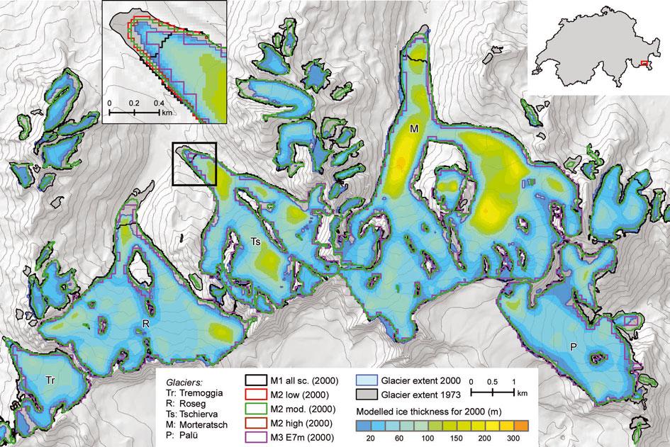250 Linsbauer and others: Model scenarios of future glacier change in the Swiss Alps Fig. 7.