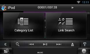 Rad funkcije CDD/Audio i vizualnih datoteka/ipod/aplikacija Funkcija pretraživanja Glazbene ili video datoteke možete tražiti na sljedeći način.