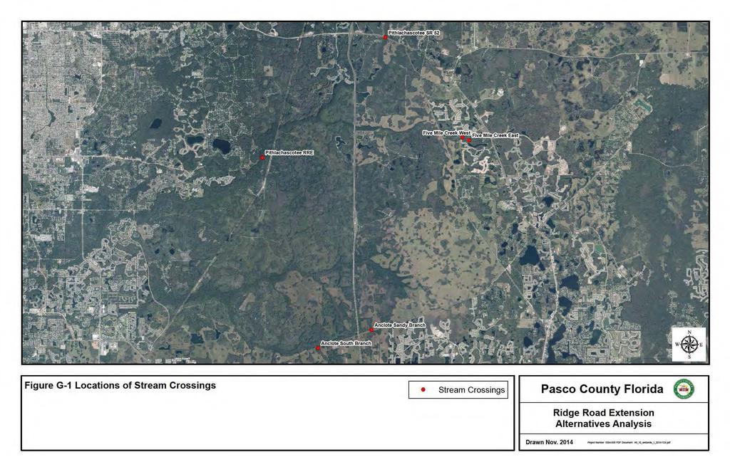 Figure G-1 Locations of Stream Crossings Stream Crossings I Pasco County Florida e Ridge Road Extension