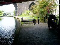Image 30: Barrier between locks 12 and 11 by the old railway bridge which carried the line into Wolverhampton Low