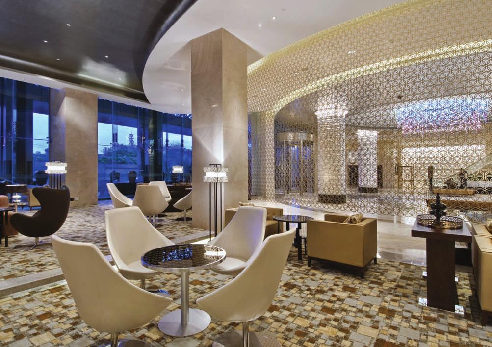 Hilton Chennai Words: Catherine Martin Photography: Courtesy of DiLeonardo Design firm DiLeonardo has delivered contemporary interiors inspired by Southern India s cultural heritage for Hilton