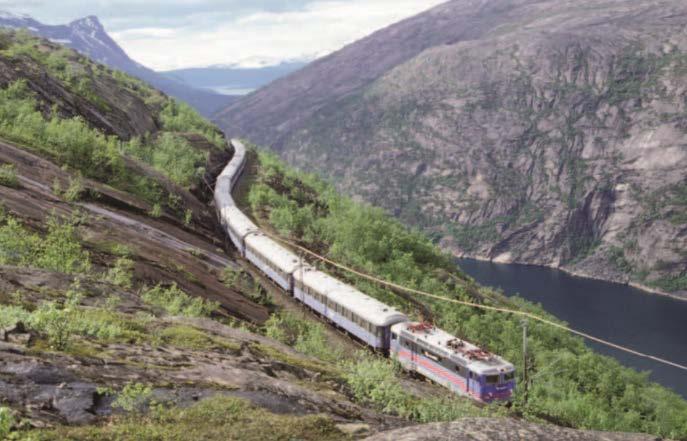 Day 3. Narvik, Norway (85 km): The Ofoten railway - Arctic Circle Train It was opened in 1902 to transport iron-ore from Kiruna in Sweden to Narvik's ice-free harbor.