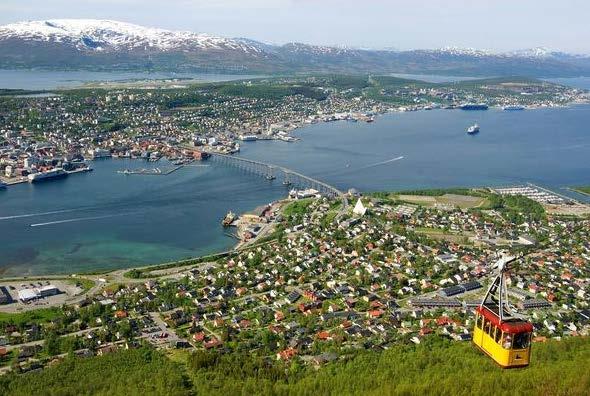 In summer the Senja Troll park offers to their visitors troll shows and story-telling. Tromso Tromso is located 350 kilometres north of the Arctic Circle and is the largest city in Northern Norway.