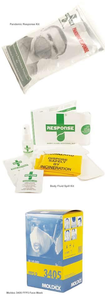 Infection Control Pandemic Response Kit 1 x Disinfectant Spray (30ml) 5 x Disinfectant Wipes 4 x Dermatril Gloves 2 x Triosyn Face Masks 2 x Biohazard Bags 250844 Pandemic Response Kit Body Fluid