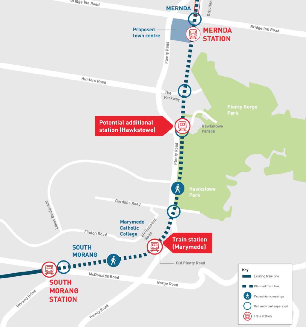 Transport and Retail Current & Future Retail Precincts Future Mernda Town Centre (approx. 2km) Laurimar Town Centre (approx. 4km) Westfield Plenty Valley Shopping Centre (approx.