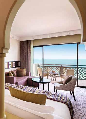 The spacious 292 guest rooms are beautifully furnished, with private balconies overlooking the sea, offering authentic Arabian experiences on a beach front location with family friendly service.
