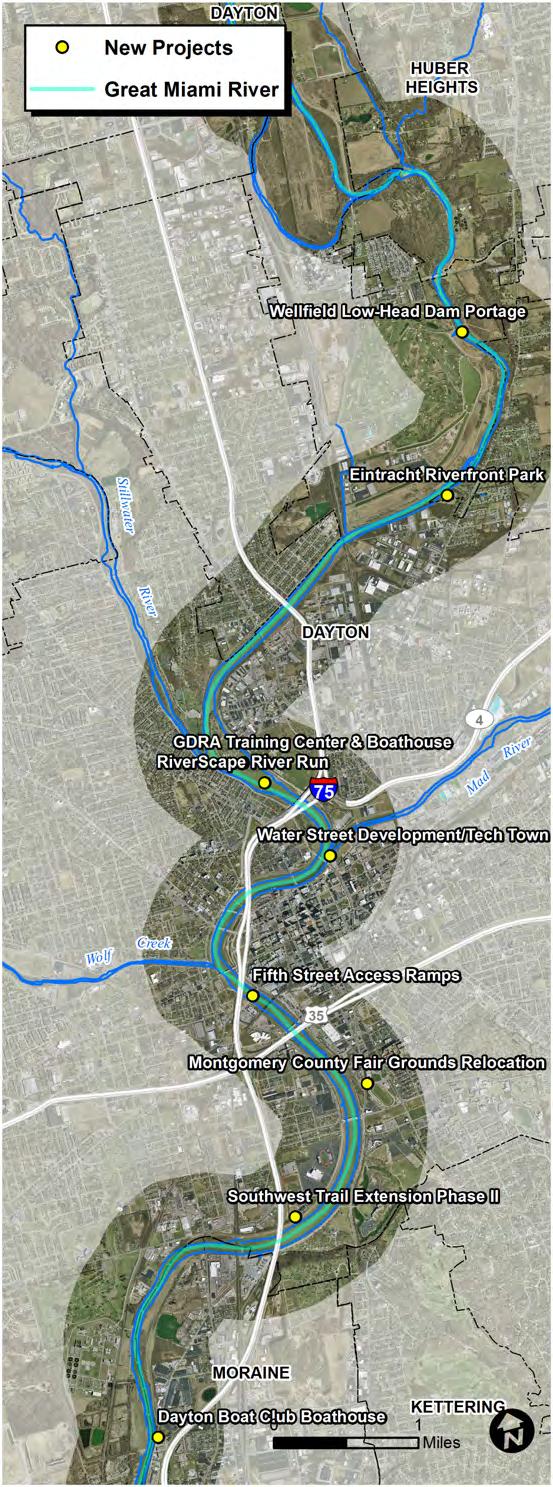 of whitewater on the river. In addition to the inriver features, bank and access improvements are planned. Preliminary engineering is complete and funding is secured.