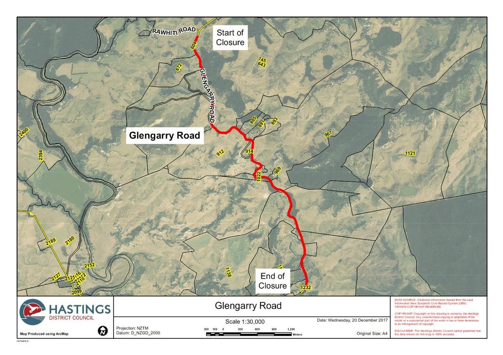Glengarry Road, Pohokura Road and Mokamoka Road Map