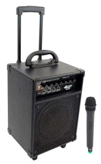 8'' Full range Speaker 100W RMS, 200W Peak Power Unit Battery Life: Approx. 5 Hours PA System $50.00 Mic Battery Life: Approx.
