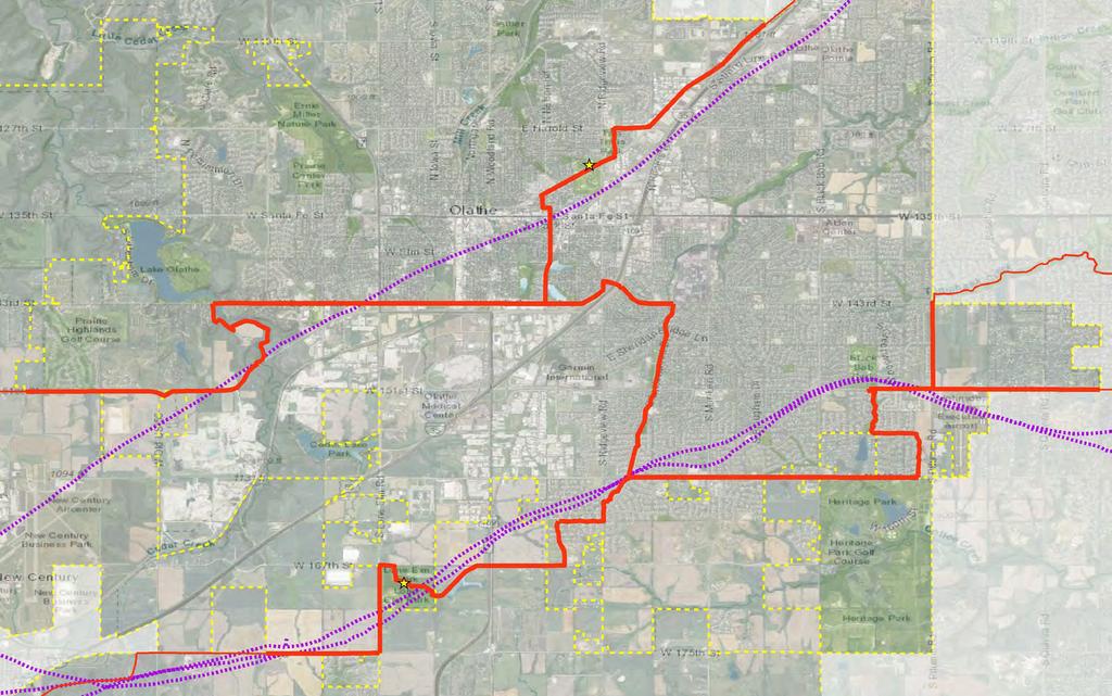Santa Fe, Oregon, and California ational Historic Trails Olathe: overview W 135th St W 143rd St GARDER 91: p.
