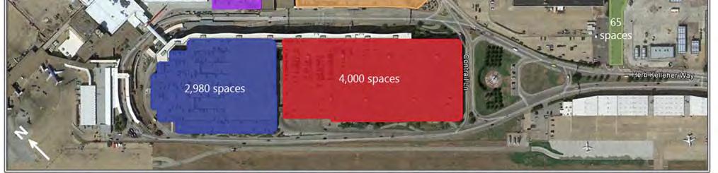 Garage A, closest to the terminal entrance, contains 2,980 parking spaces and serves more short-term parkers. The rate charged in Garage A is incremental, up to a maximum of $1 per day.