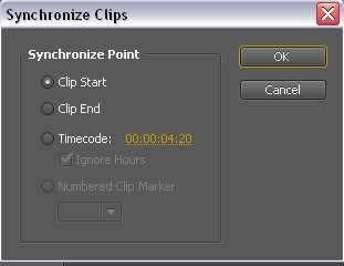 Synchronize služi za postavljanje svih selektovanih klipova iz više traka na istu poziciju.