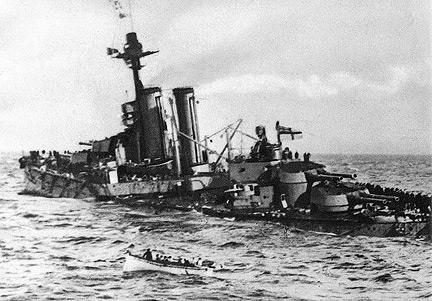Severely damaged; Red background: Sunk Line A HMS