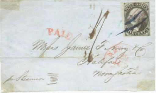 Cross-Border Mail via the Cunard Line: Mail Between the United States and Nova Scotia, 1840-1867 Between 1840 and 1867, mail to, from, and through the United States and Nova Scotia was transported by