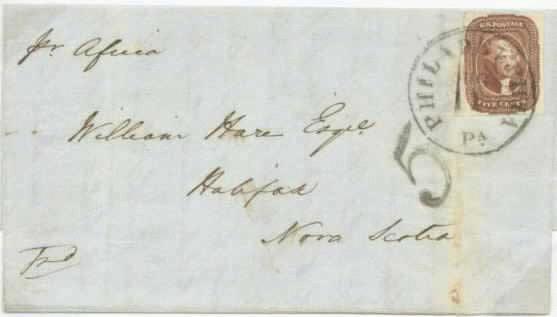 Treaty Period, 1851-1859, Pence Rates United States Rate For Outgoing Letters Increased to 5, 1854 (Exact Date Unknown) Rate for letters to the