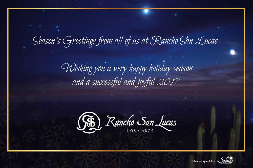 SEASON S GREETINGS As 2016 comes to an end I want to take this opportunity to express my sincere gratitude to all of you.
