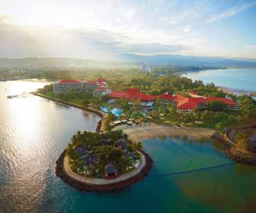 Sabah (Borneo) Shangri-La s Tanjung Aru Resort & Spa From price based on Stay 6, Pay 5 in a Kinabalu Mountain View Room, valid 1 13 Apr, 21 Apr 30 Jun, 1 Sep 23 Dec 17, 3 Jan 13 Feb, 21 Feb 29 Mar 18.