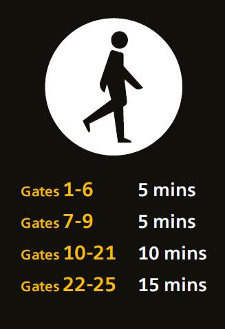 Check the screen at the time given and your gate number should be shown at that time.