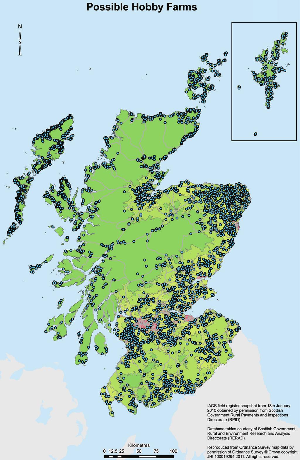Farm Business Registration and Single Farm Payments Less than half (44.3%) of the census holdings in Scotland under 10 ha were registered as farm businesses in 2011, an increase from 40.9% in 2000.