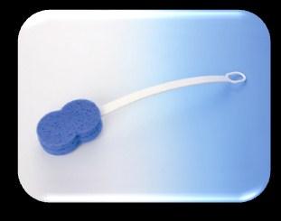 1. BATH SPONGE (SSL-BA-710) The bath sponge is designed with an angled plastic handle to help in reaching and cleaning your back.