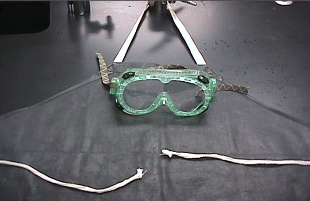 Goggles and Aprons Goggle Venting Areas -do not remove these!