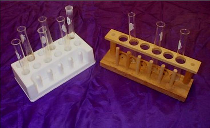 Test Tube Racks Test tubes can be placed upside down on these pegs for drying.