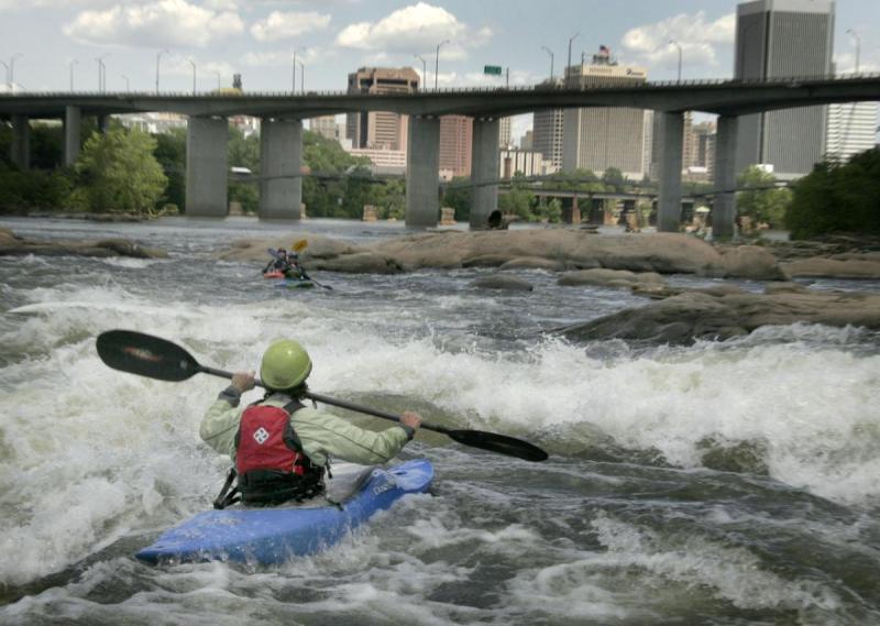 James River Park System is a series of natural areas which borders rocks and rapids along the Falls of the James. In the 21 st century the Park routinely wins accolades for its multi-use trails.