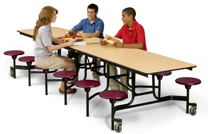 RECTANGULAR Integrated tables and seats define student