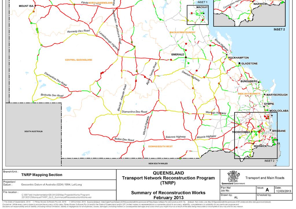 Cyclone Oswald) NOTE: Map iden fies sectors of roads