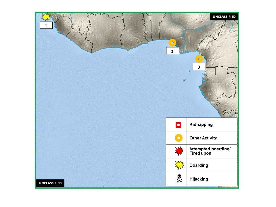 F. (U) WEST AFRICA: Figure 4. West Africa Sea Piracy and Maritime Crime 1. (U) GUINEA: On 17 September, four armed robbers boarded a tanker STI HAMMERSMITH anchored near position 09:20.8N - 013:43.