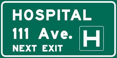 A4.6.2.1 Emergency Services Introduction Emergency services signs are the most important service facility sign.
