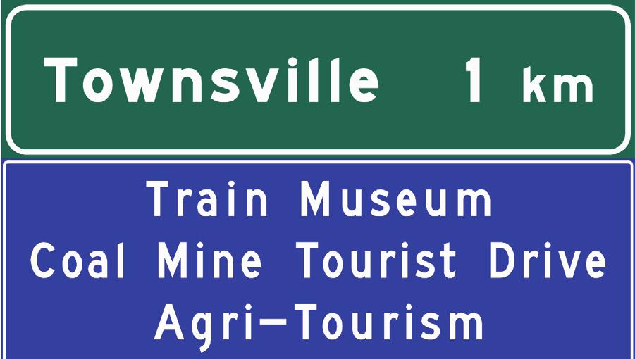 Examples of community facilities signs are provided in Figures 6.23 and 6.24. A maximum of four attractions may be placed on a sign as shown in Figure 6.